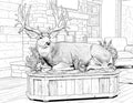 Non-Typical Mule Deer Full Body Mount Single Coloring Page Instant Digital Download