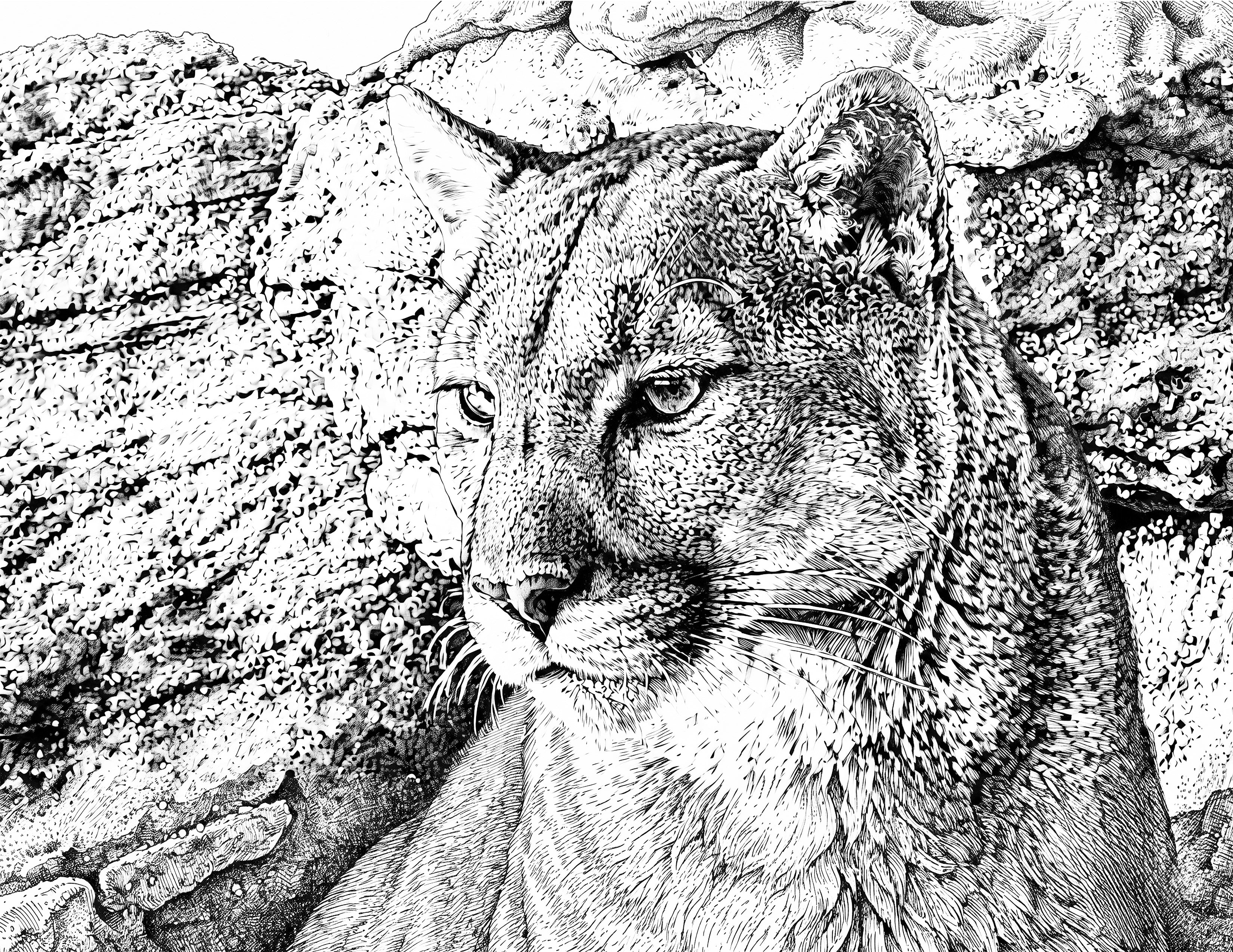 Mountain Lion Single Coloring Page Instant Digital Download