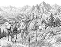 Bull Elk Packout Single Coloring Page Instant Digital Download