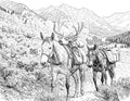 Mule Deer Packout Single Coloring Page Instant Digital Download
