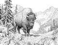 Bison Single Coloring Page Instant Digital Download