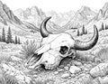 Bison Deadhead Single Coloring Page Instant Digital Download