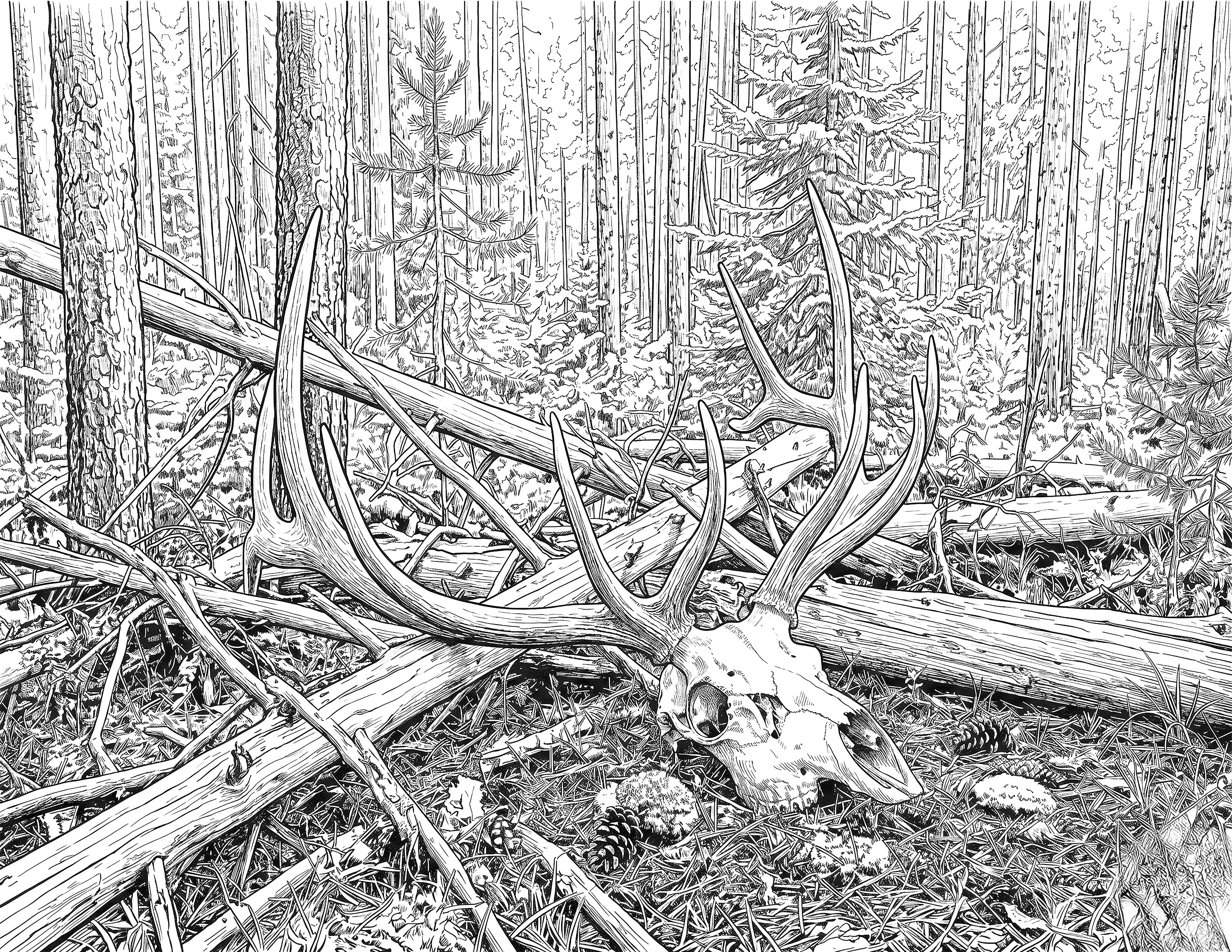 Elk Deadhead Single Coloring Page Instant Digital Download