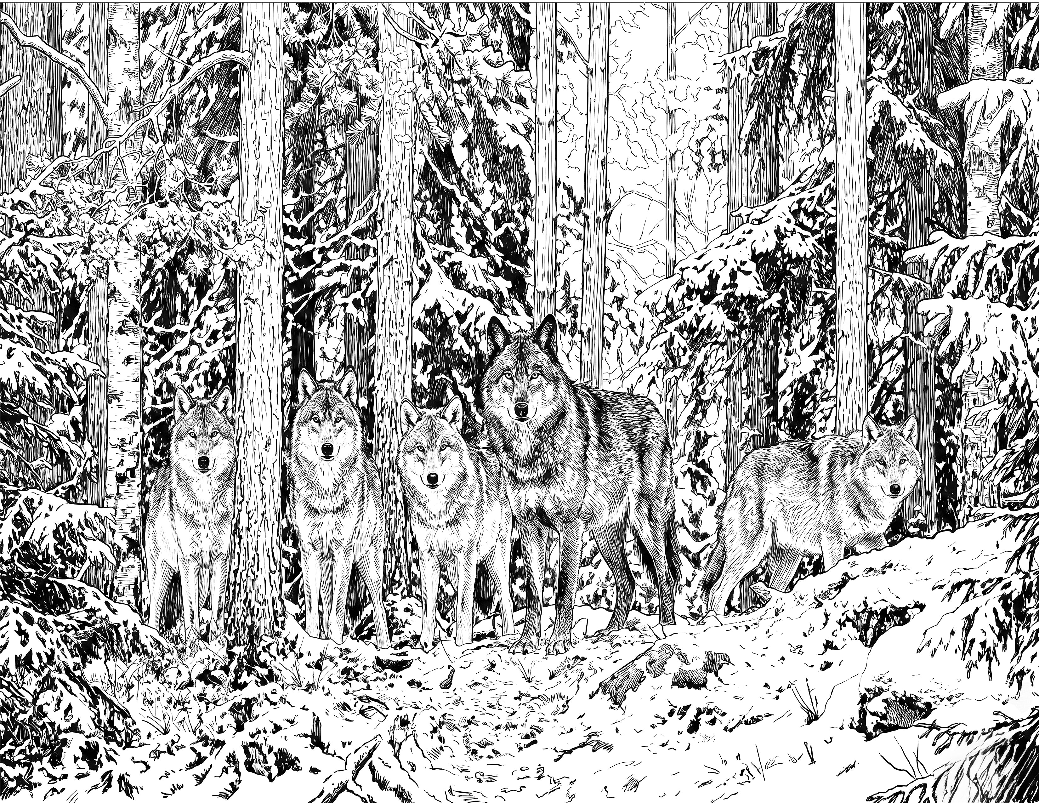 Wolf Single Coloring Page Instant Digital Download