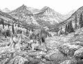 Wolves & Deer Single Coloring Page Instant Digital Download