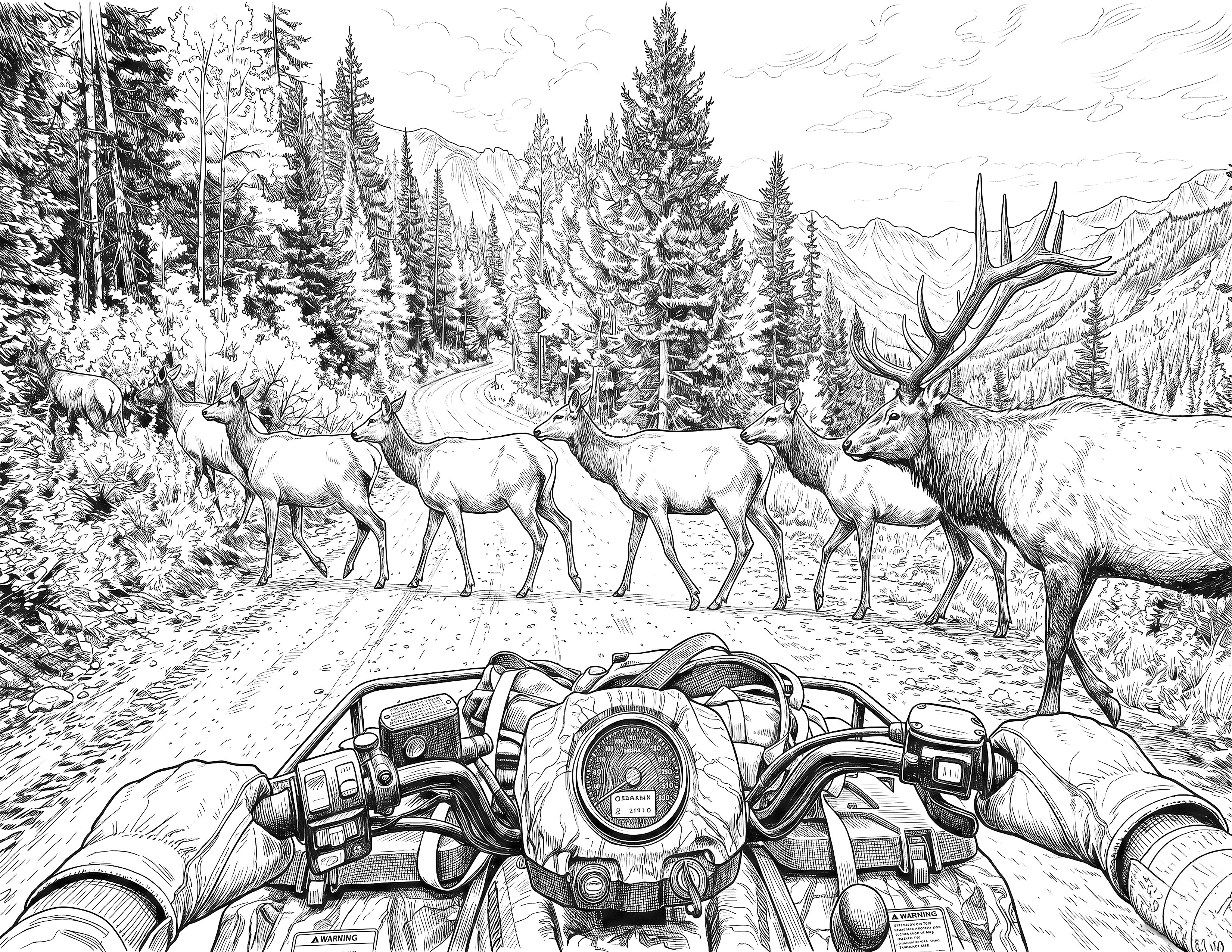 Elk Single Coloring Page Instant Digital Download
