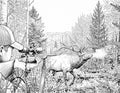 Elk Hunting Single Coloring Page Instant Digital Download