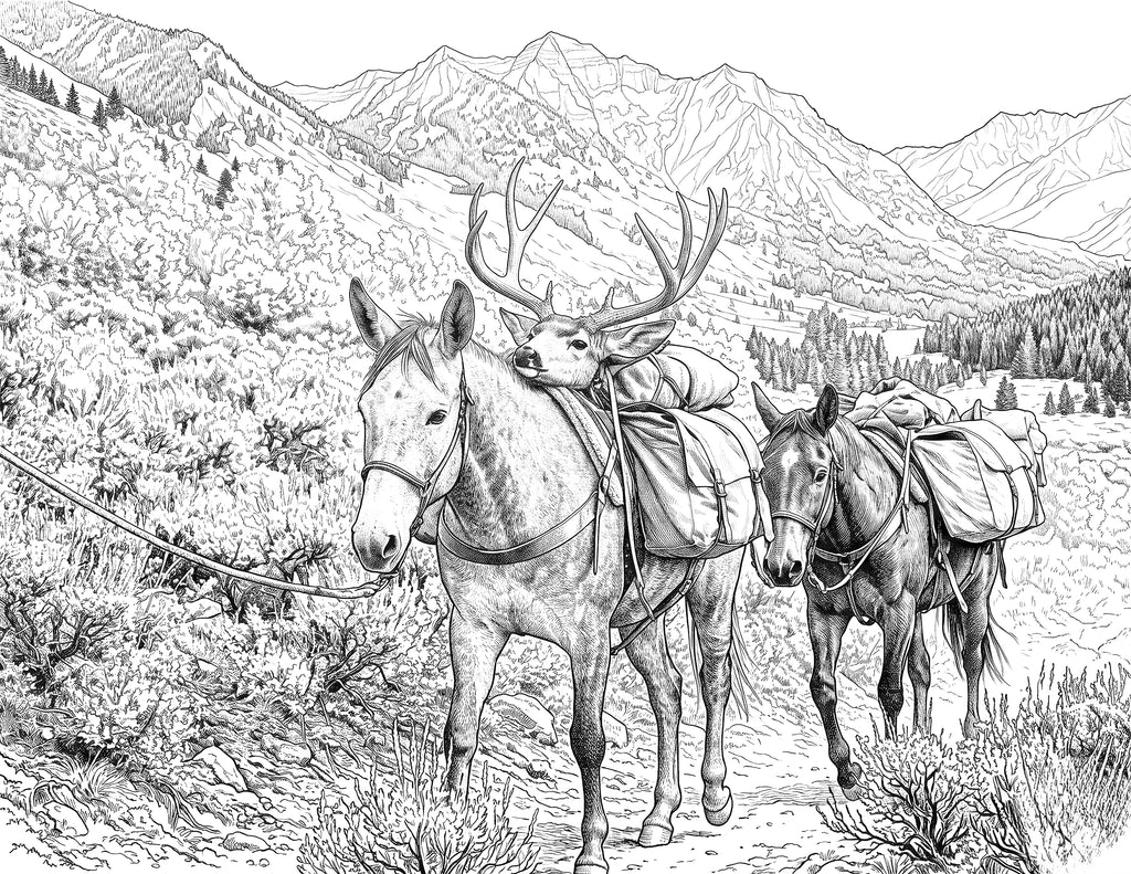High Country Pursuit Coloring Book: Instant Digital Download