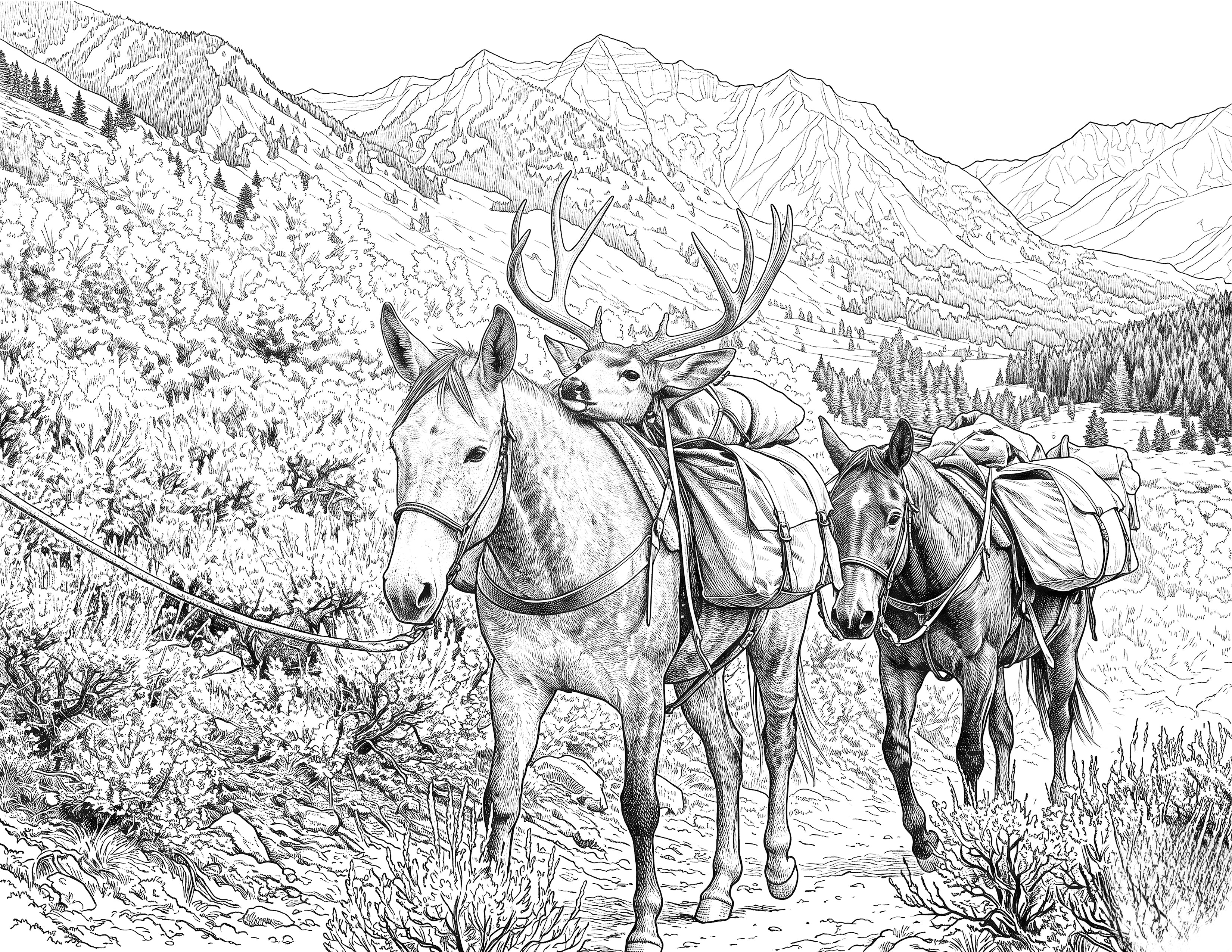 High Country Pursuit Coloring Book: Instant Digital Download