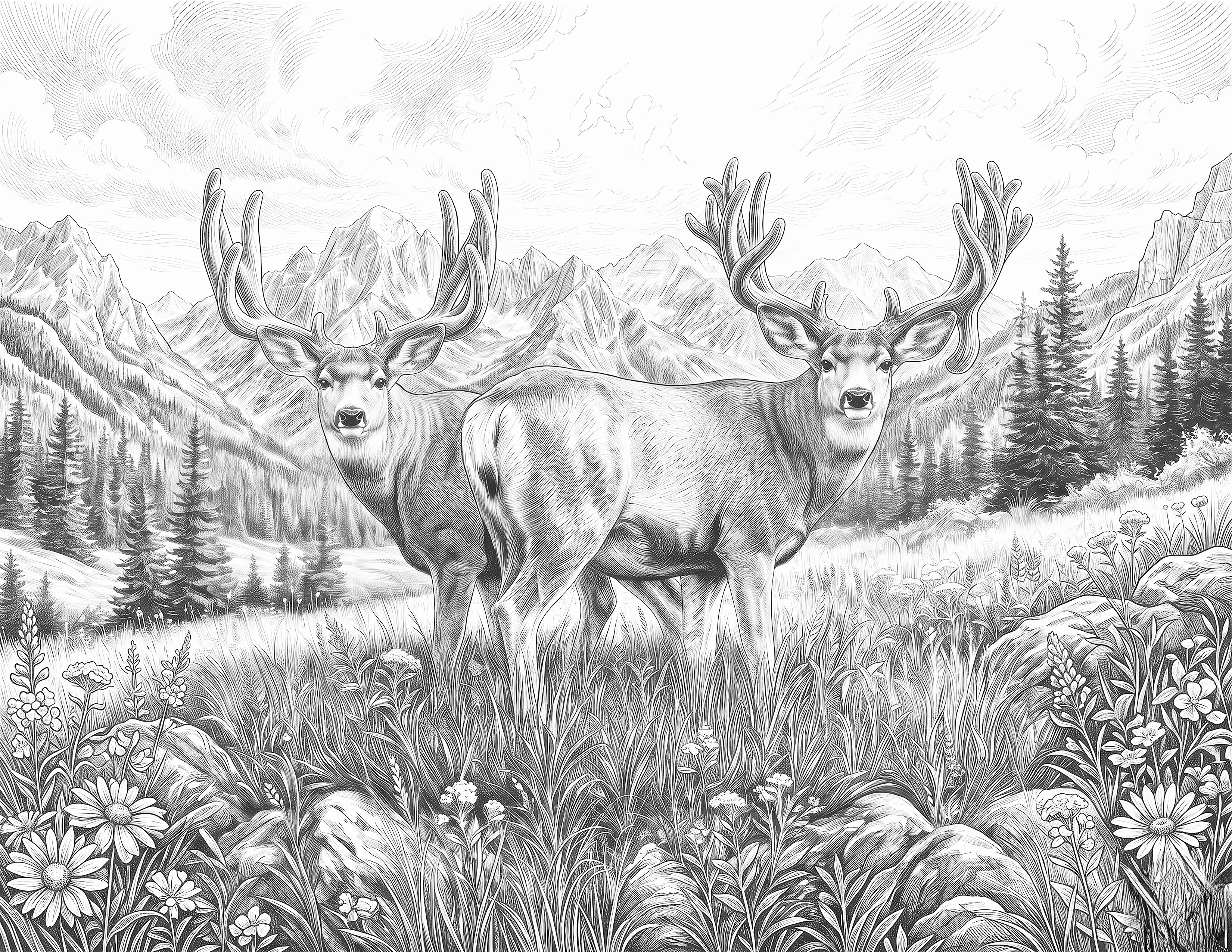 High Country Pursuit Coloring Book: Instant Digital Download